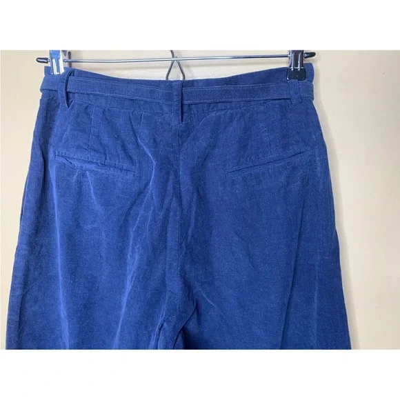 Christine Alcalay Blue Corduroy Straight Leg Ankle Length Pants